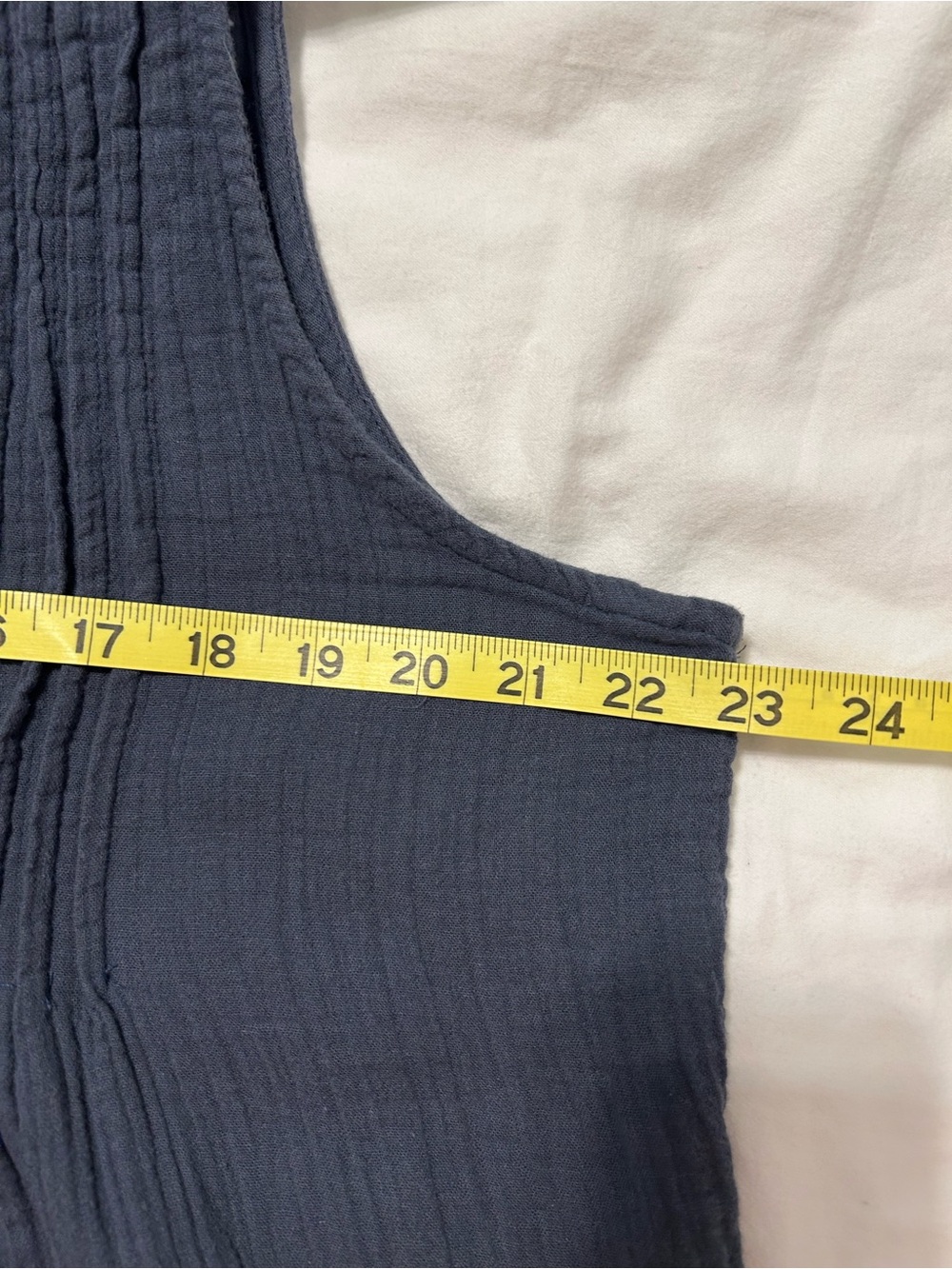 Quince Slate Blue Sleeveless Button-Front Cotton Gauze Dress - Picture 8 of 9